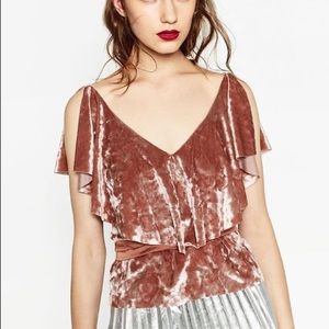 ZARA Pink Belbet Tops